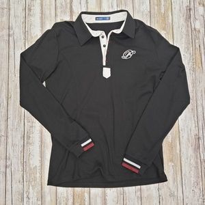 Men's Doublju Black Jersey Long Sleeve Polo.